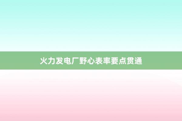 火力发电厂野心表率要点贯通